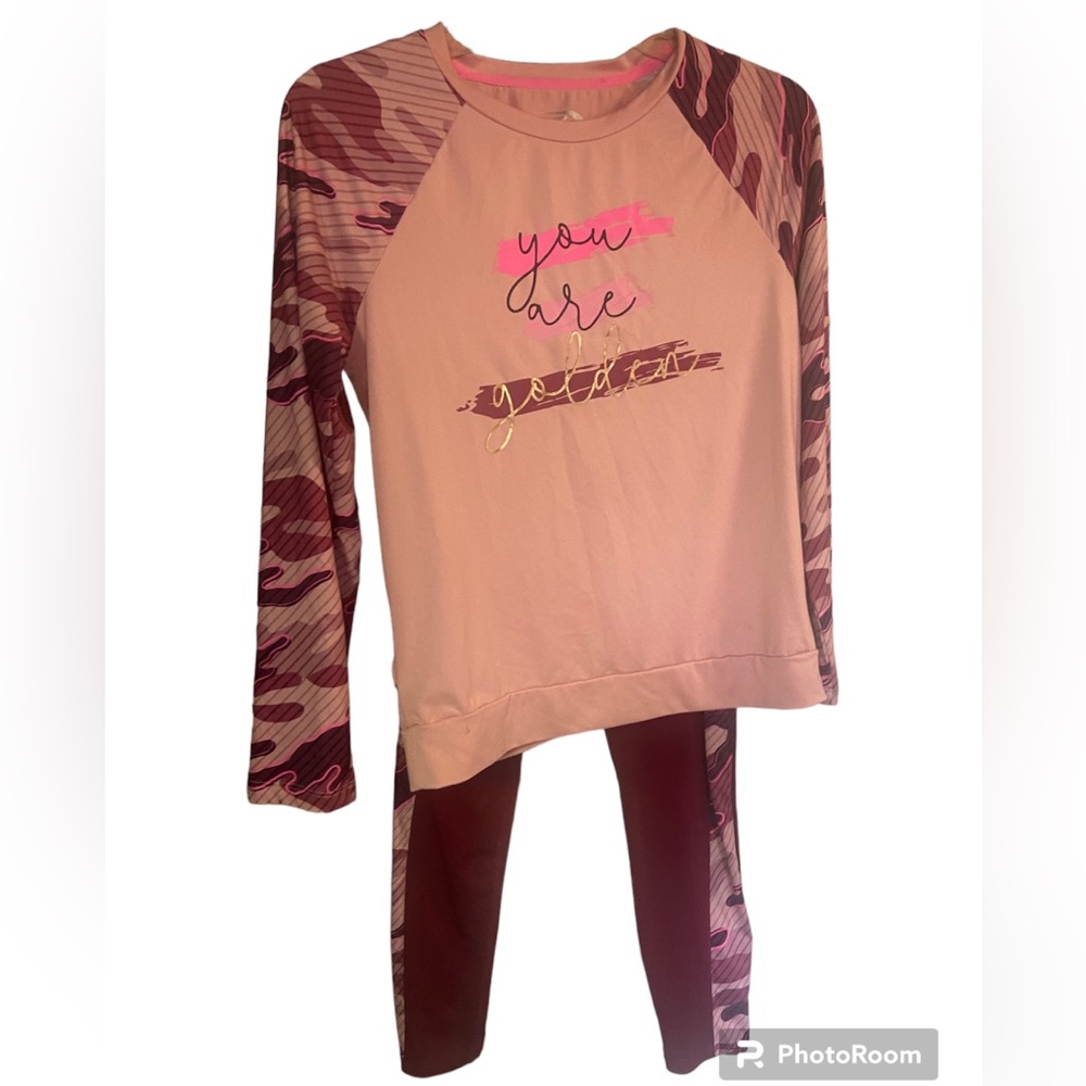 Mta sport sporty set girls extra large xl 14 16 pink camouflage camo 2 piece